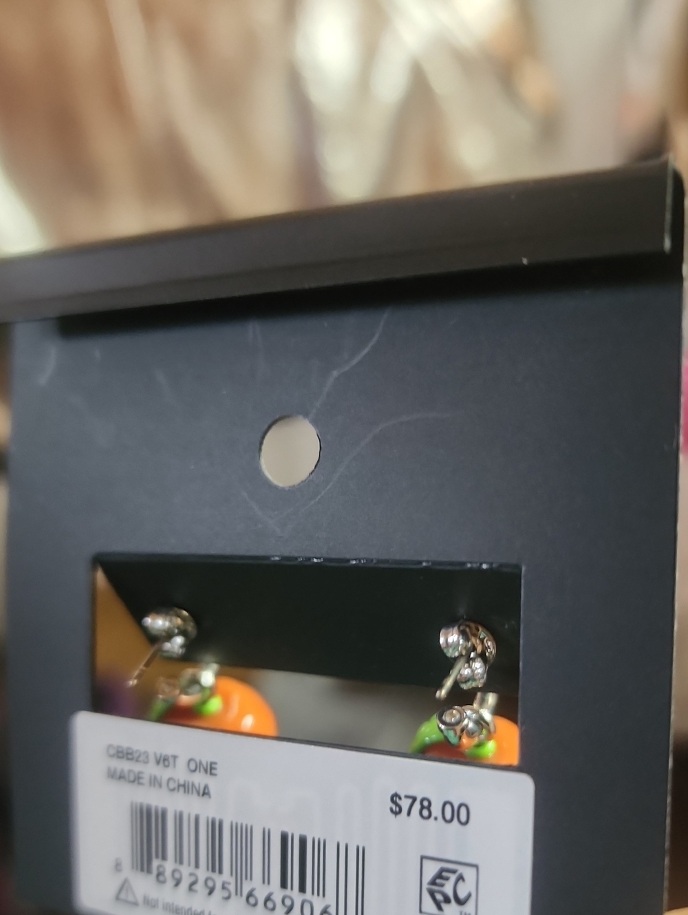 COACH Strawberry Post With Cs Enamel Fruit Drop Earrings with Green Leafs Nwt - Picture 3 of 5